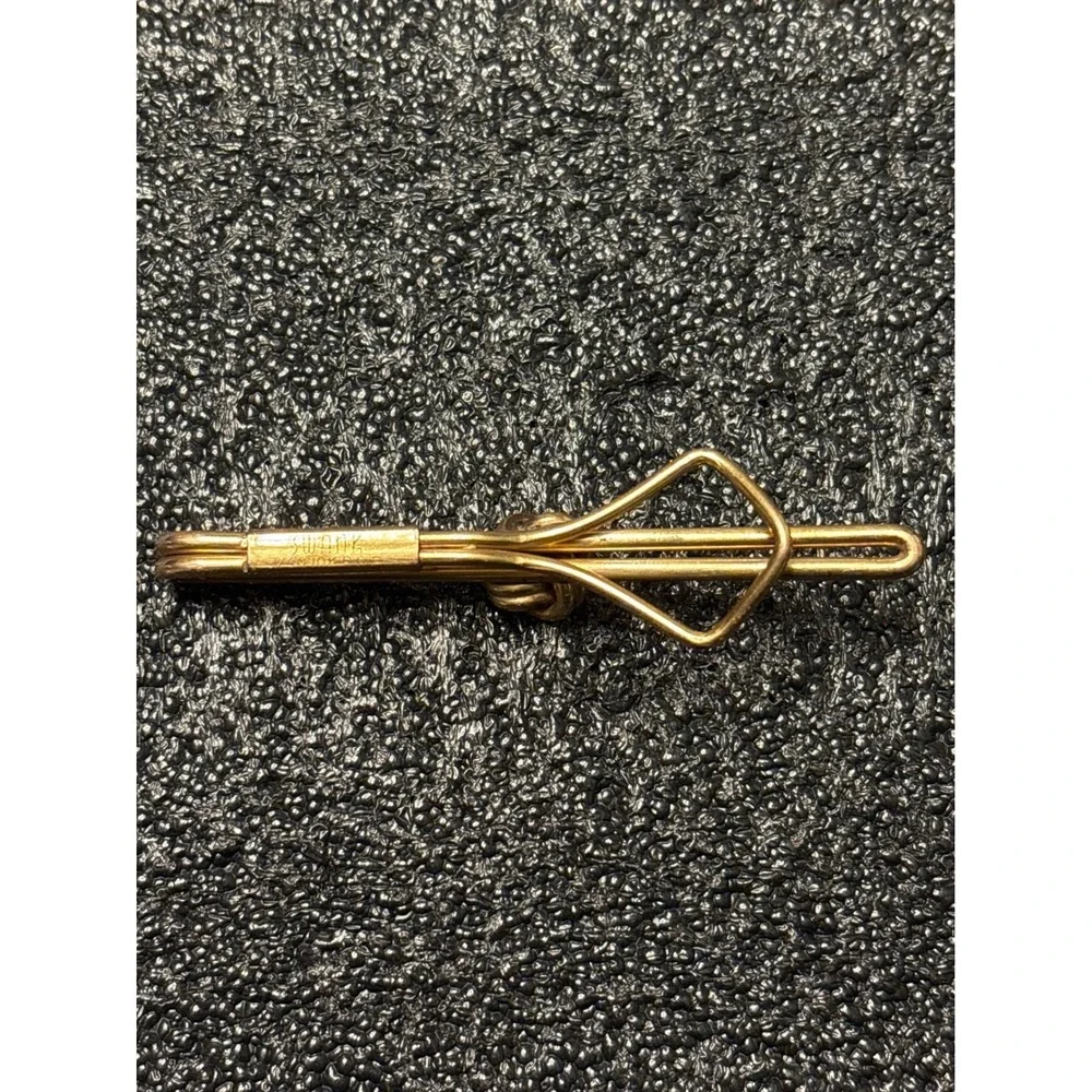 Vintage Swank Gold Plated Knot Tie Clip Diamond Bar Design Mens‎ Accessory